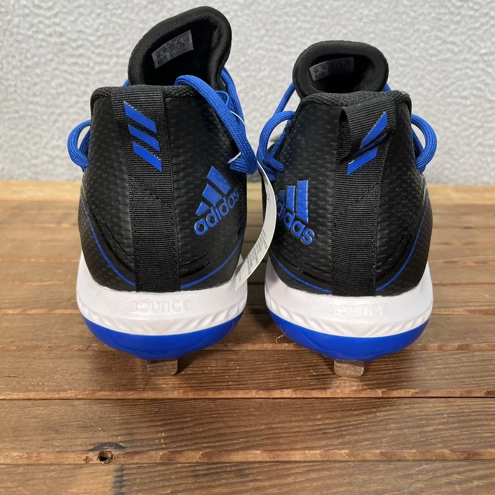 Adidas Baseball‎ Cleats Mens 16 Black Blue White Icon V Bounce Shoes Sports NEW
